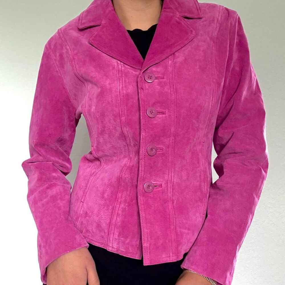 Wilson’s Leather 90s bold and rare hot pink leather jacket